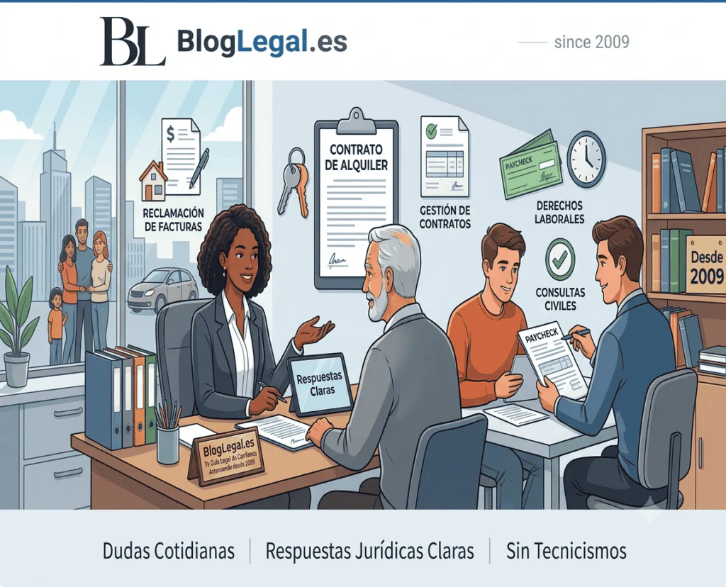 Infografía explicativa de BlogLegal, guía legal práctica. Con guías jurídicas prácticas sobre contratos, alquileres, reclamaciones, derecho laboral, derecho civil, etc.