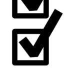 Icono de verificación con marca de check en fondo negro.